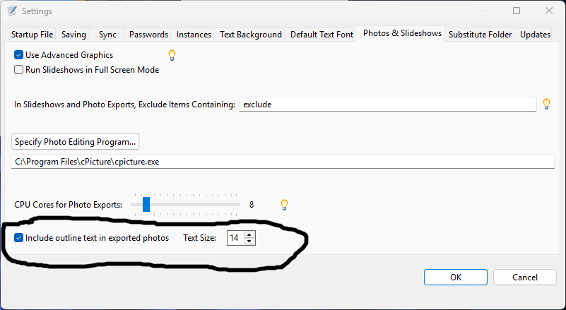 Options / Settings Dialog Box