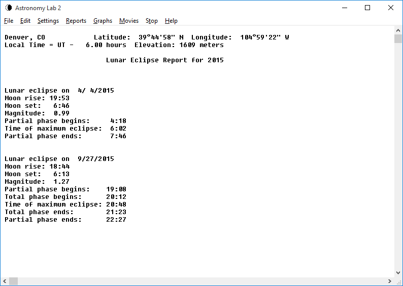 Lunar Eclipse Report